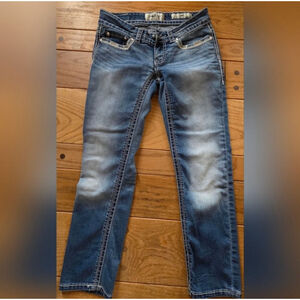 Daytrip Blue Straight Leg Jeans Silver Embellishments Size 26